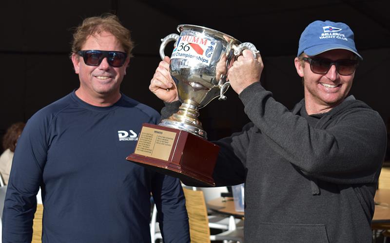 BYC Vice Commodore Troy Grafton presents the Mumm 36 Cup to Matt Keal, skipper of Heatwave Fish Frenzy - Banjo's Shoreline Crown Series Bellerive Regatta photo copyright Jane Austin taken at Bellerive Yacht Club and featuring the IRC class