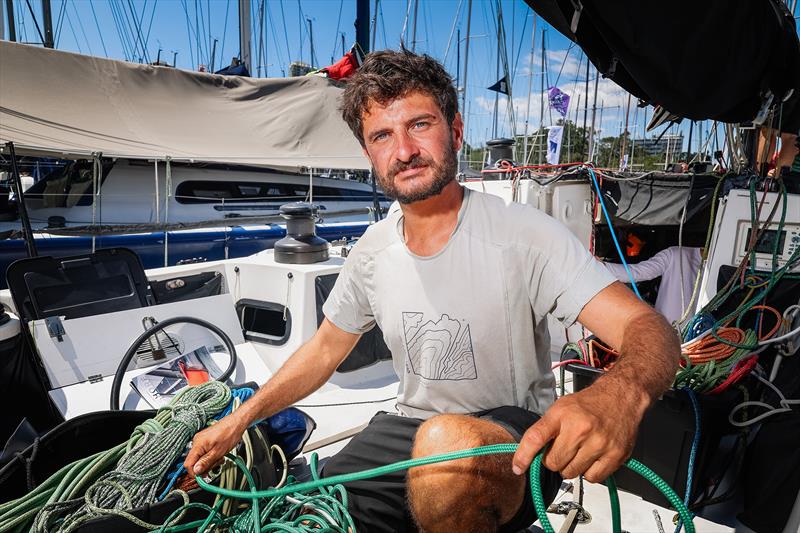 Damien Fleury, Cocody's boat captain preparing the boat after its long delivery photo copyright CYCA | Salty Dingo taken at Cruising Yacht Club of Australia and featuring the IRC class