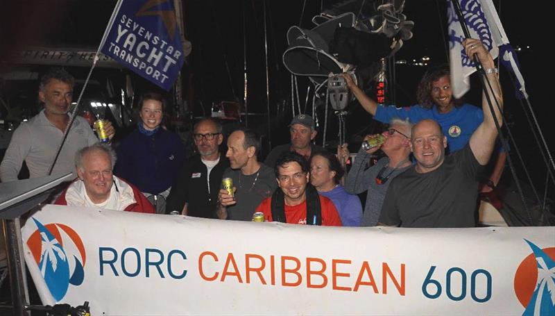 Team Scarlet on Emily of Cowes after arriving back in Antigua in the early hours  photo copyright RORC taken at Royal Ocean Racing Club and featuring the IRC class