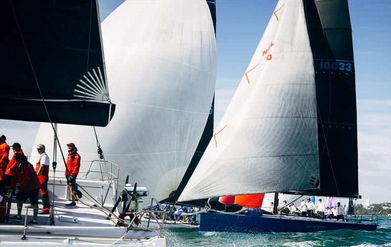 Alegre (right) - Start - PIC Coastal Classic - October 24, 2025 photo copyright Suellen Hurling taken at New Zealand Multihull Yacht Club and featuring the IRC class
