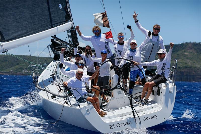 Team McFly on J/122 El Ocaso (GBR) celebrate their win - Antigua Sailing Week - photo © Paul Wyeth / pwpictures.com