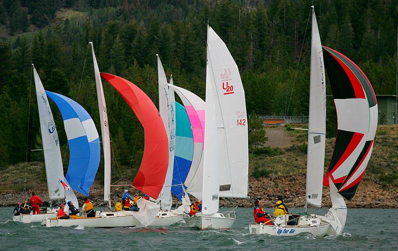 Mixing it up at the Dillon Open Regatta, Lake Dillon, Colorado photo copyright Dillon Open Regatta taken at Dillon Yacht Club and featuring the J/24 class