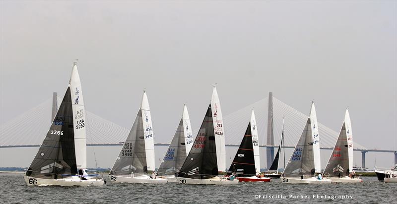 Leading the J24 Class is George Murray on Warpspeed - 2024 Charleston Race Week photo copyright Joy Dunigan/CRW 2024 taken at Charleston Yacht Club and featuring the J/24 class