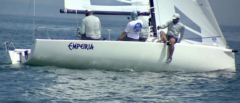 John Heaton on Empeiria, along with teammates Zach Mason and Will Felder - Helly Hansen Sailing World Regatta Series Marblehead photo copyright Christopher Howell taken at  and featuring the J70 class