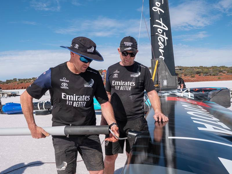 Emirates Team New Zealand's wind powered land speed World Record attempt at South Australia's Lake Gairdner. The Land yacht called 'Horonuku' is assembled on the lake and taken for its first sail photo copyright Emirates Team New Zealand taken at Royal New Zealand Yacht Squadron and featuring the Land Yacht class