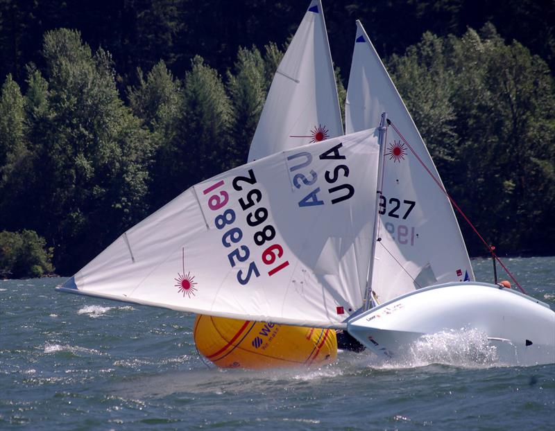 Racecourse action at the Columbia River Gorge Sailing Association's annual Columbia Gorge One-Design Regatta photo copyright Bill Symes taken at  and featuring the ILCA 7 class