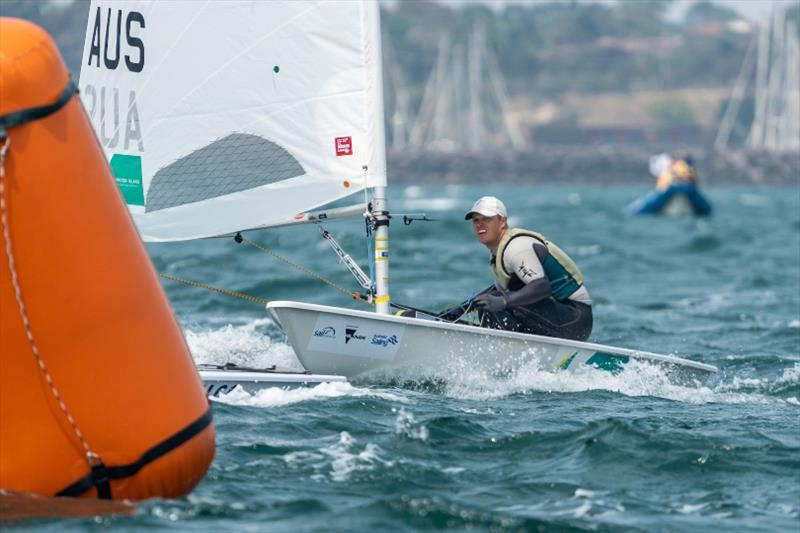 Tom Burton - 2020 Sail Melbourne International, day 2 photo copyright Beau Outteridge taken at Royal Brighton Yacht Club and featuring the ILCA 7 class