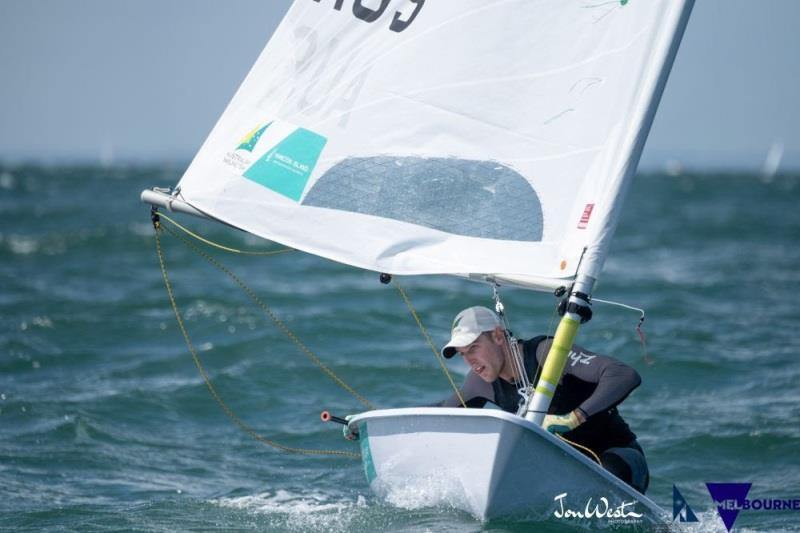 Matt Wearn (AUS) on his way to the silver medal at the 2020 ILCA Laser Standard Men's World Championship photo copyright Jon West Photography taken at Sandringham Yacht Club and featuring the ILCA 7 class