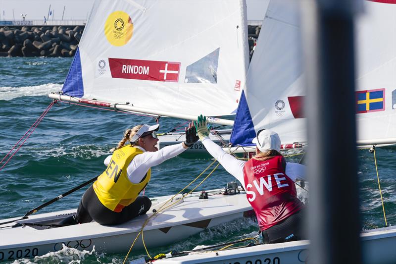 Gold for Denmark's Anne-Marie Rindom, Silver for Sweden's Josefin Olsson in the Women's Laser Radial at the Tokyo 2020 Olympic Sailing Competition - photo © Sailing Energy / World Sailing