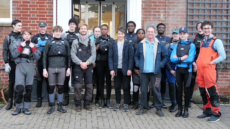 Coaches Nik Froud & Jon Emmett with the sailors during the ILCA training at Lymington photo copyright Jon Emmett taken at Royal Lymington Yacht Club and featuring the ILCA 6 class