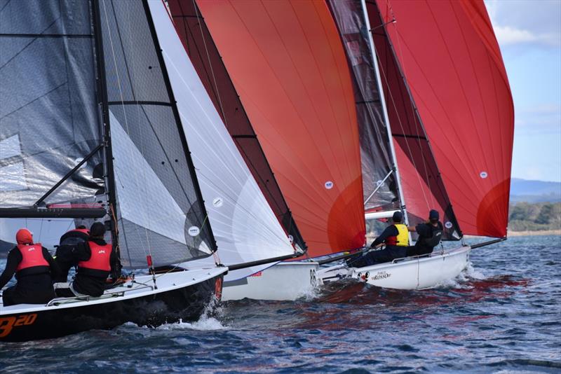 Nutcracker leads from Ares Racing in the first day of racing in the SB20 Australian Championship photo copyright Jane Austin / SB20AUS Media taken at Port Dalrymple Yacht Club and featuring the SB20 class
