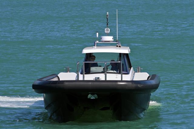 Catalyst 45 chase boat aimed at America's Cup and other big boat teams features offset cabin for easier sail stowage photo copyright LSB taken at Royal New Zealand Yacht Squadron and featuring the  class