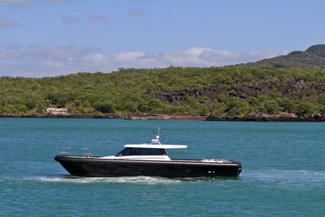 Catalyst 45 chase boat aimed at America's Cup and other big boat teams features offset cabin for easier sail stowage - photo © LSB