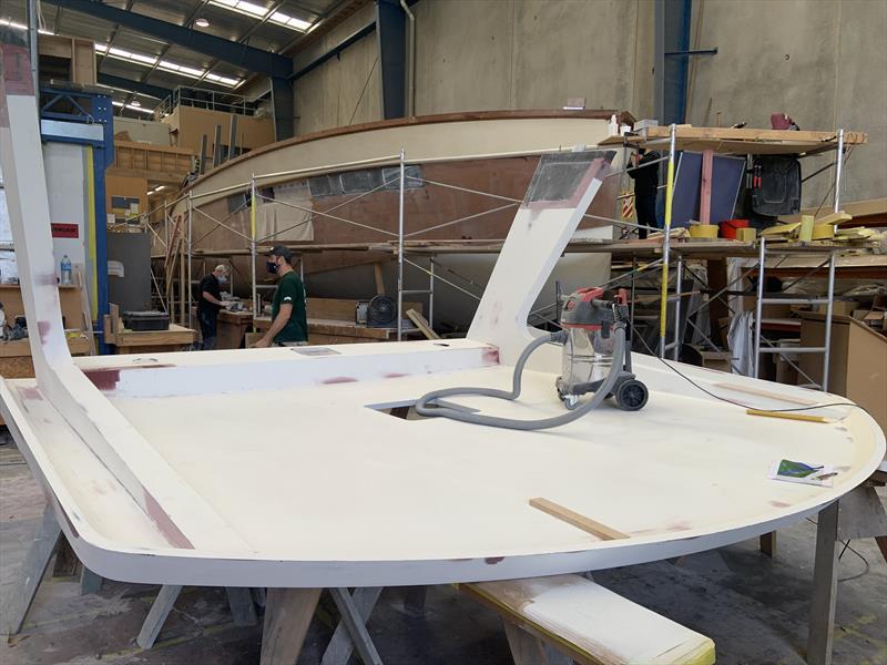 Cabin top construction - Artnautica 60 - full carbon sport fisher under construction at Lloyd Stevenson Boats - Novermber 2021 - photo © LSB