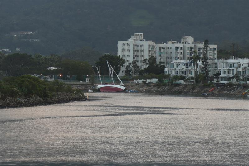 A long way from deep water. Aftermath of Typhoon Mangkhut, 16 September 2018 photo copyright Guy Nowell taken at  and featuring the Marine Industry class