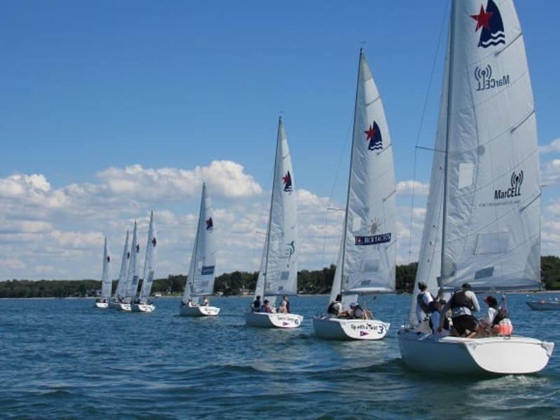 Teams practicing on Wednesday, June 23 at the 2021 U.S. Youth Match Racing Championship, hosted by the Rochester Yacht Club (N.Y.) photo copyright Holly Huston taken at Rochester Yacht Club and featuring the Match Racing class