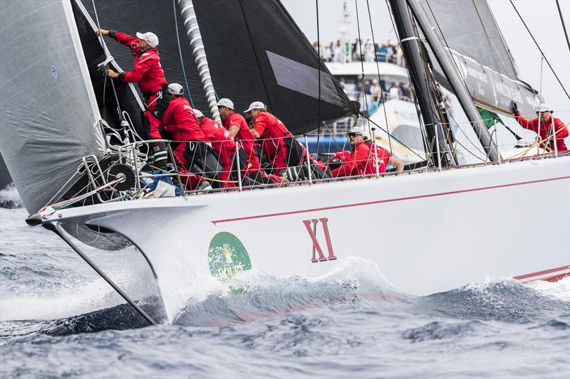 Wild Oats XI effects a headsail change soon after the start of the 2017 Rolex Sydney Hobart Race photo copyright Luca Butto' taken at Cruising Yacht Club of Australia and featuring the Maxi class
