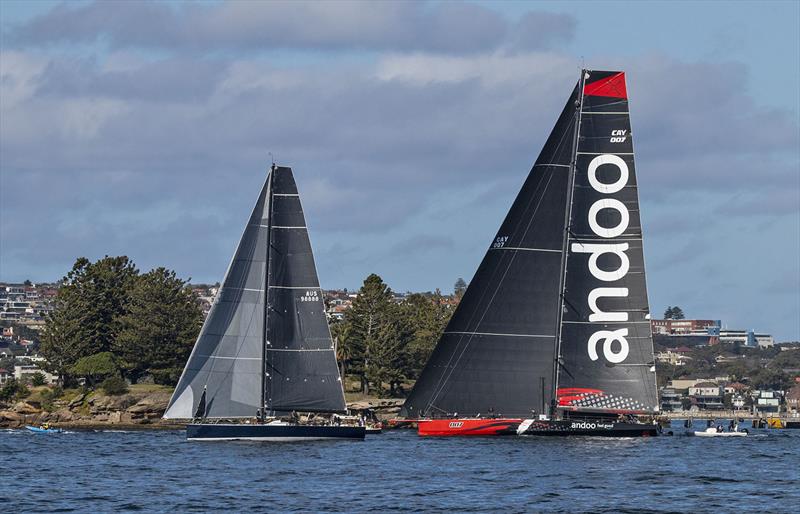 Horsepower personified. When she arrived, Andoo Comanche certainly reset the paradigm on how far aft the rig was stepped. - photo © John Curnow