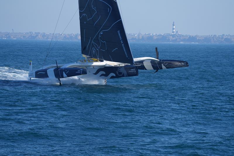 Maxi Edmund de Rothschild commences Jules Verne Trophy, Sunday Feb 12, 2023 from Ushant - photo © E. Stichelbaut 