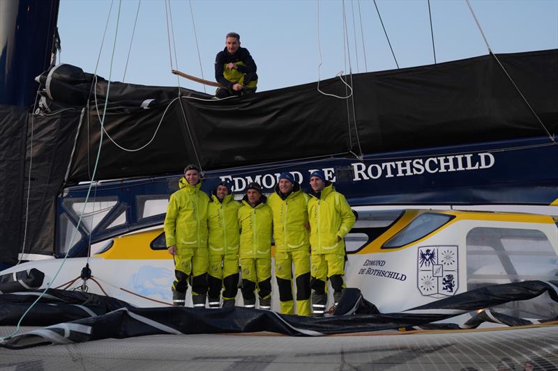 Crew - Maxi Edmund de Rothschild commences Jules Verne Trophy, Sunday Feb 12, 2023 from Ushant photo copyright E. Stichelbaut  taken at  and featuring the Maxi class