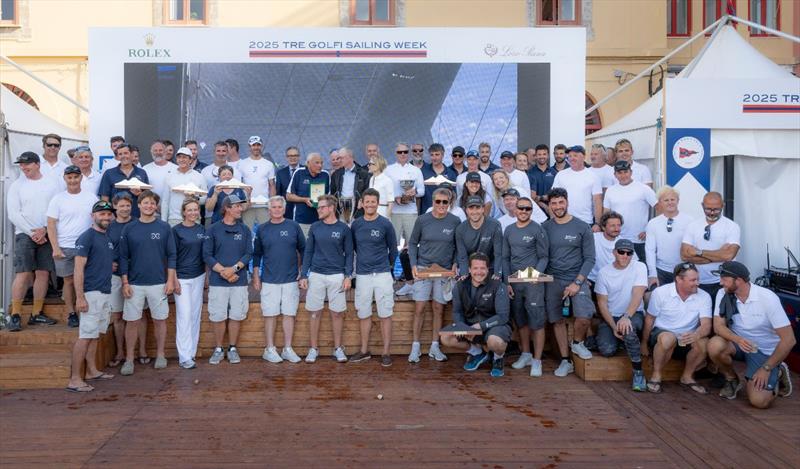 Winning crews at the IMA Maxi European Championship prizegiving in the Sorrento race village - IMA Maxi European Championship 2025 photo copyright IMA / Studio Borlenghi  taken at Circolo del Remo e della Vela Italia and featuring the Maxi class