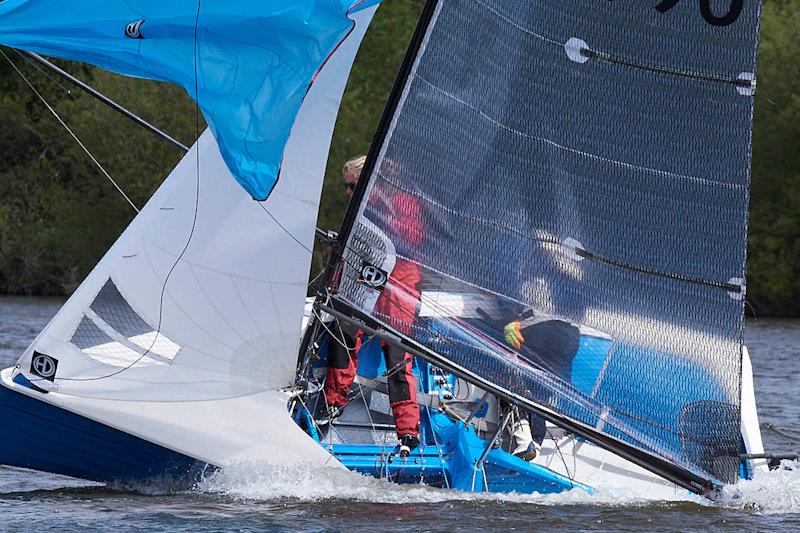 Colin Brockbank and Vana Vlastak trying to save themselves from capsize at the Allen SE Series Round 3 at Fishers Green - photo © Rob O'Neill