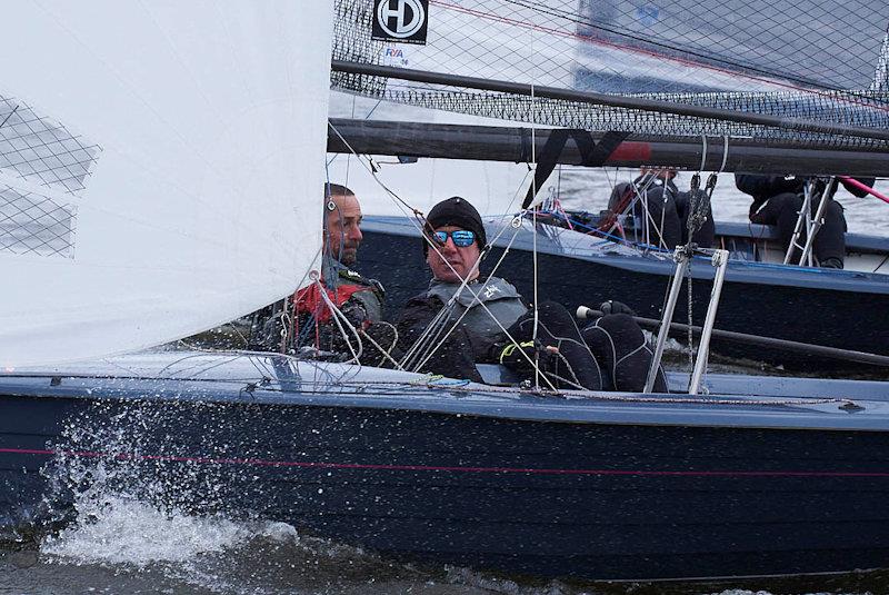 Paul Rayson and Christian Hill hiking hard at the Allen SE Series Round 3 at Fishers Green photo copyright Rob O'Neill taken at Fishers Green Sailing Club and featuring the Merlin Rocket class