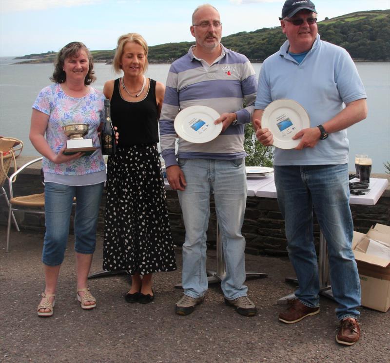 Glandore Inn Rosebowl Squib Class Winners Sean, Mary and Gavin crew of Trojan with sponsor Sheila McCarthy of the Glandore Inn photo copyright Cormac O'Carroll taken at Glandore Harbour Yacht Club