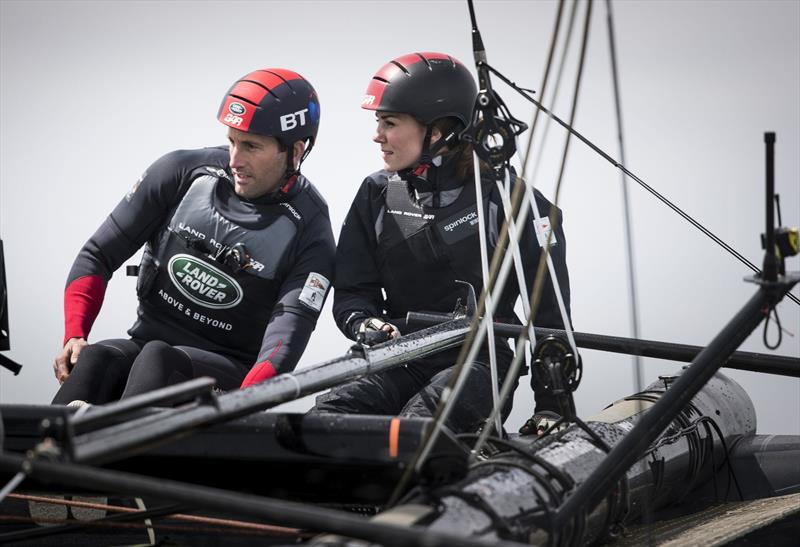The Duchess of Cambridge sails with Sir Ben Ainslie and the British America's Cup Challenger photo copyright Lloyd Images taken at 