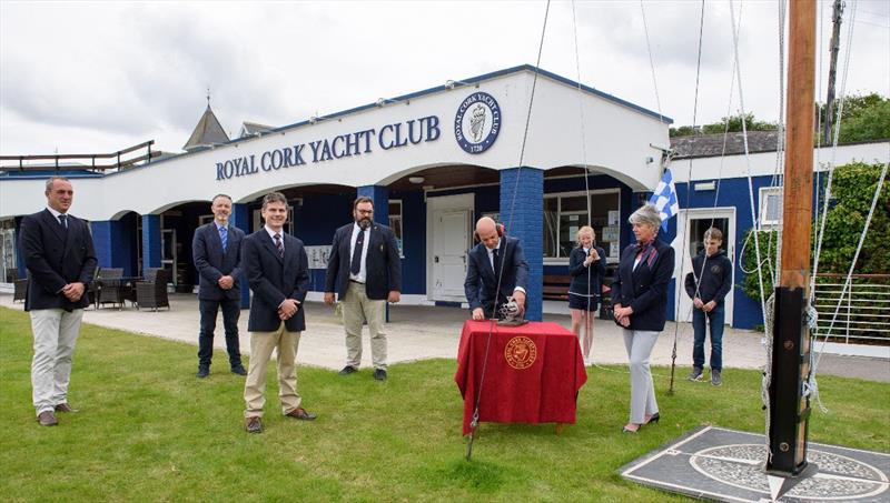 The Admiral, Vice Admiral and other Flag Officers of the Royal Cork and representative of our title sponsor gathered on Sunday, 12th July, to mark what would have been the opening ceremony photo copyright Bob Batema taken at Royal Cork Yacht Club