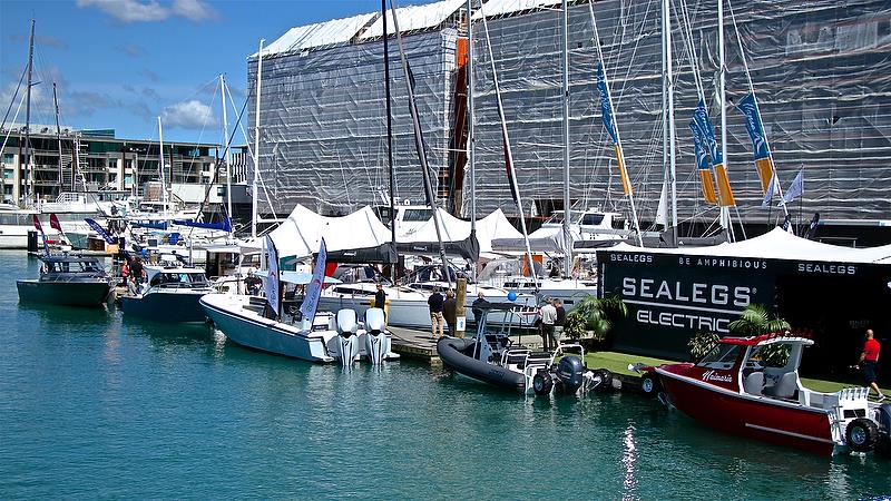 Not the greatest backdrop - Auckland On the Water Boat Show - Day 4 - September 30, 2018 - photo © Richard Gladwell
