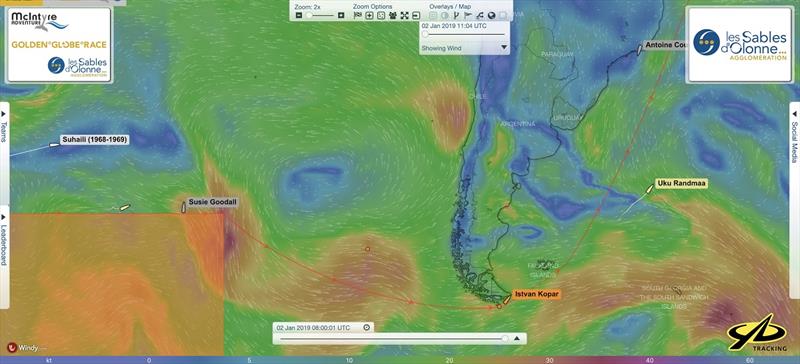 Relative positions of Uku Randmaa, Istvan Kopar and Tapio Lehtinen at 08:00 UTC today - Golden Globe Race photo copyright Golden Globe Race taken at 