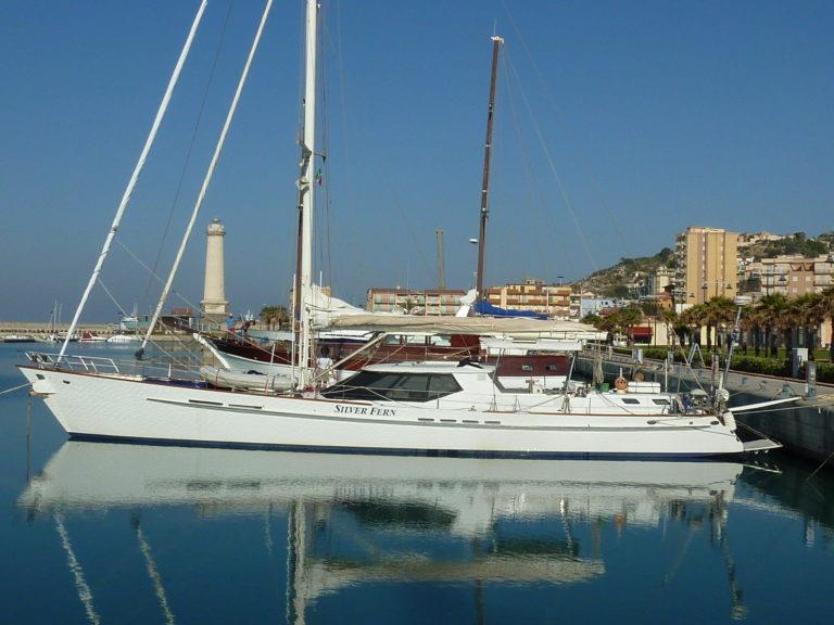 Silver Fern with her headsails on, floating quietly in Licata Sicily photo copyright Martha Mason taken at 