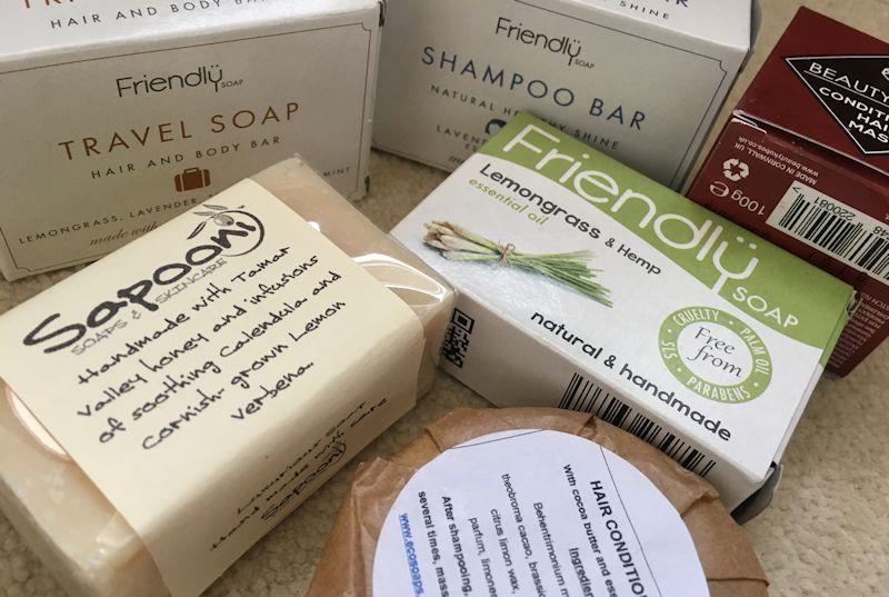 A simple switch to soap can save a huge amount of plastic, and there are specific soaps for hair, face, body, shaving etc - photo © Gael Pawson