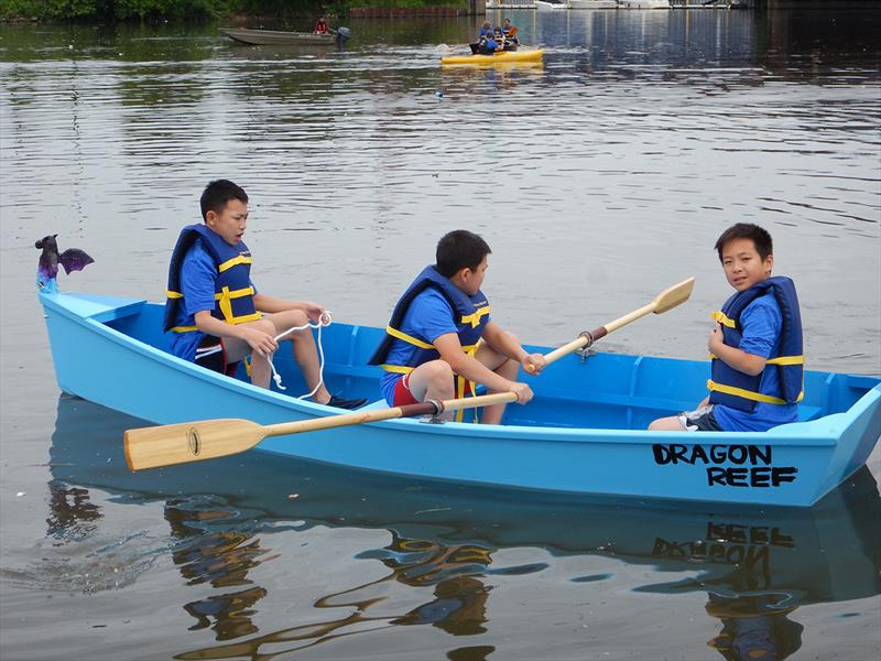 Students at Chicago Maritime Arts Center rowing a boat they built photo copyright Chicago Maritime Arts Center taken at 
