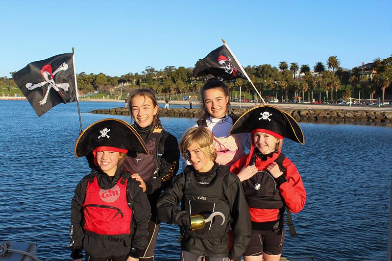 Young sailors from RGYC get in the spirit of International Talk Like a Pirate Day ahead of Springsail photo copyright Sarah Pettiford taken at Royal Geelong Yacht Club