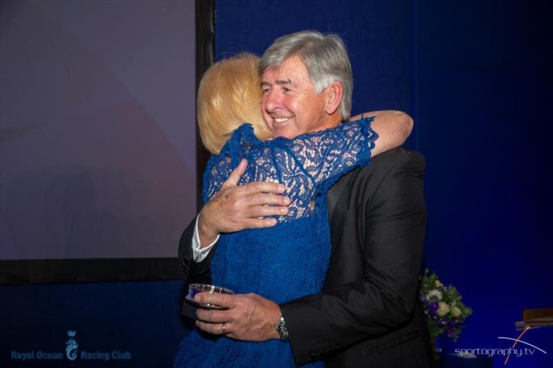 Eddie Warden Owen, RORC CEO congratulates Janet Grosvenor at the RORC Annual Awards photo copyright Sportography.tv taken at Royal Ocean Racing Club