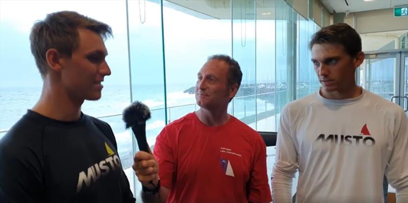Jon Emmett interviews Benjamin and Jonatan Vadnai from Hungary about their battle for a spot at the Tokyo Olympics photo copyright Laser 2020 Media taken at Sandringham Yacht Club