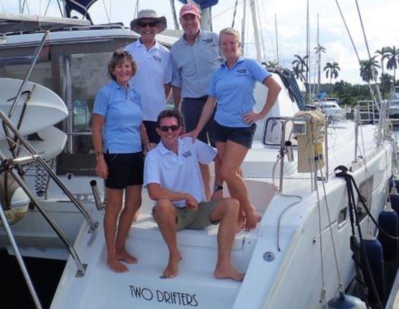 Two Drifters' Panama Canal Crossing Team (Back) Andy Nelson, Fergus Dunipace, (Front) Alison Nelson, JuanJo Boschetti and Jenevora Swann photo copyright Ocean Cruising Club taken at 