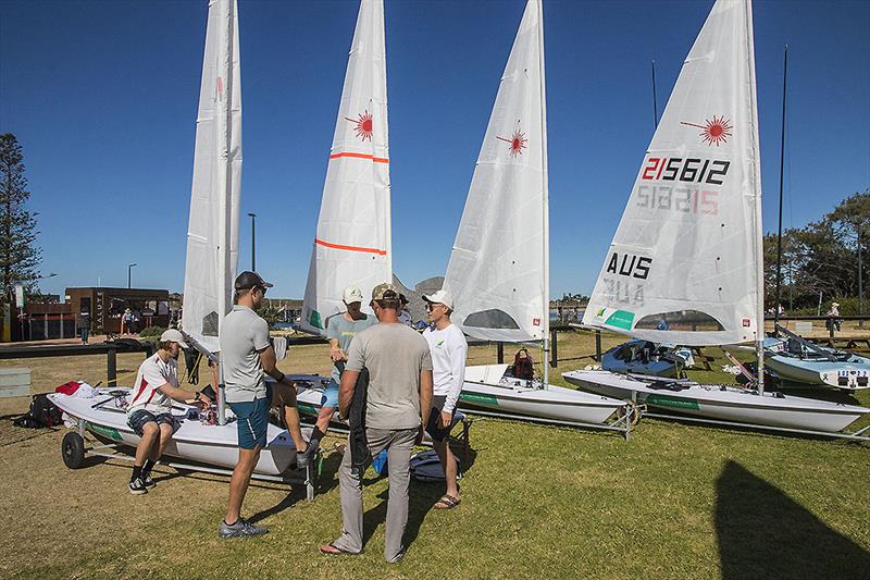 Pre-training, sailors only briefing for the AST Laser Squad at the Coffs Harbour Yacht Club - photo © John Curnow