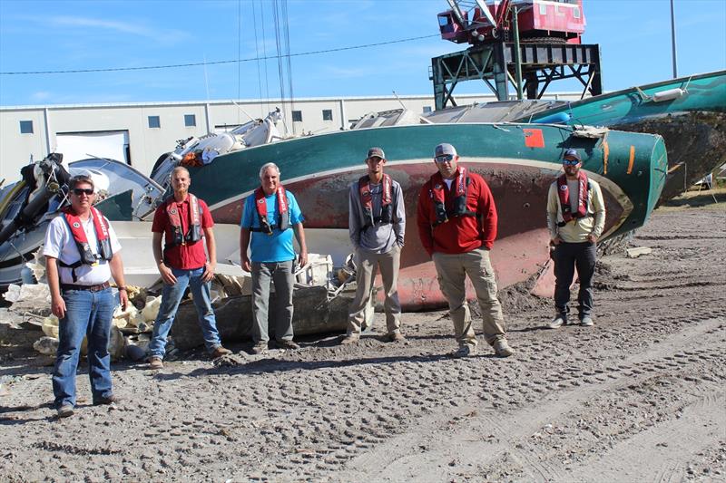 Capt. Lee Sykes (L) and his TowBoatUS Beaufort crew at the marine debris removal site photo copyright Scott Croft taken at 