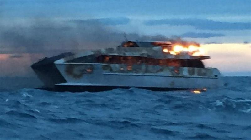Spirit of 1770 burning off Bundaberg Qld photo copyright Australian Maritime Safety Authority taken at 