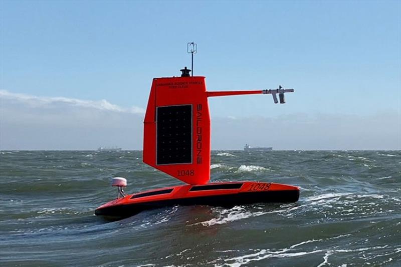 Saildrone's “hurricane wing” is a shorter, ruggedized wing optimized for tropical storm wind events Category 1 (74–95 mph/118–151 km/h) and above on the Saffir-Simpson Hurricane Wind Scale photo copyright Saildrone taken at 