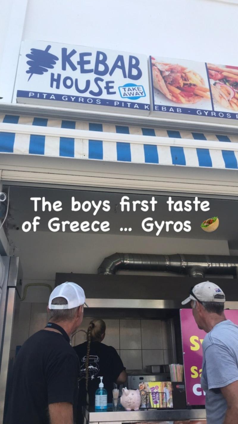 The boys' first taste of Greece - photo © SV Red Roo