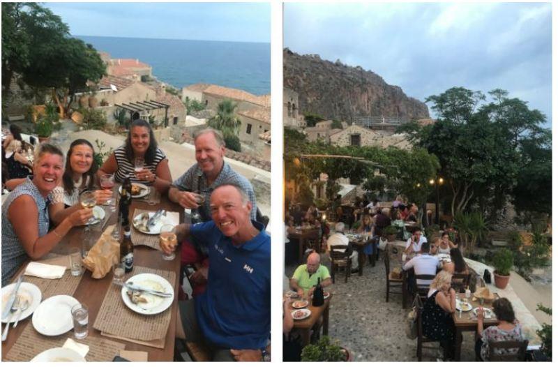Celebrating Jean's birthday with a fantastic greek meal out in the old town photo copyright SV Red Roo taken at 