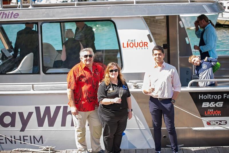 Dave Kelway, Lisa Deleveau and Liquor Store Sponsor Rohit Arora  - launch of MV Ray White - October 2021 - photo © Karmyn Ingram