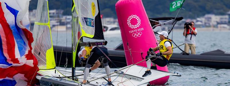 OBS camera man working on the 49er course - Tokyo2020 photo copyright Sailing Energy taken at 