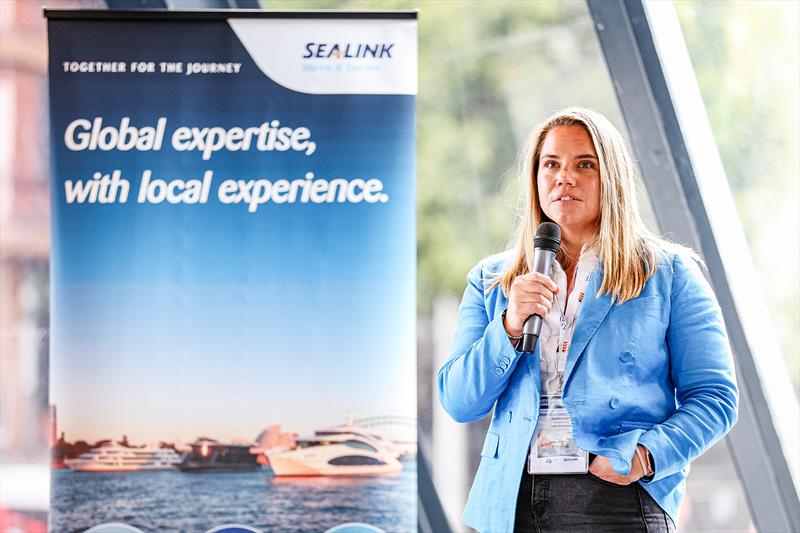 Jessica Gatt, Managing Director, Logix Enterprises discussing hull coating and cleaning efficiencies - Inaugural Australian Commercial Marine Conference photo copyright Salty Dingo taken at 