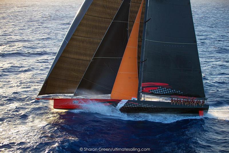 Comanchefinal approach through the Molokai Channel during sunset. - Transpac 50 - photo © Sharon Green / Ultimate Sailing