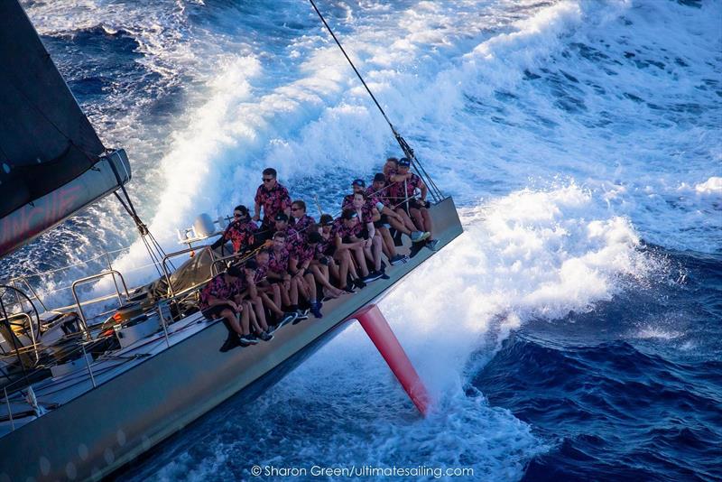 Comanchefinal approach through the Molokai Channel during sunset. - Transpac 50 photo copyright Sharon Green / Ultimate Sailing taken at Transpacific Yacht Club and featuring the MOD70 class